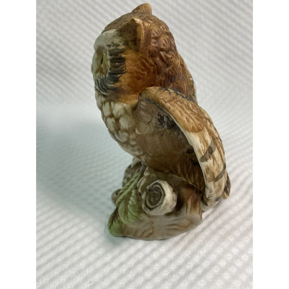 1970's Home Interiors Porcelain Bisque Owl Figurine Shelf Sitter Decor